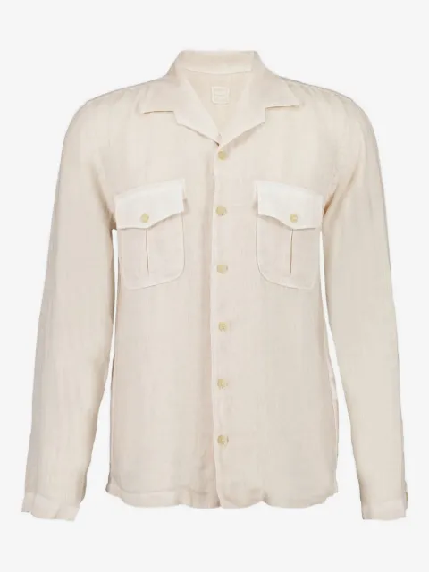 120% Lino camisa manga larga con bolsillo