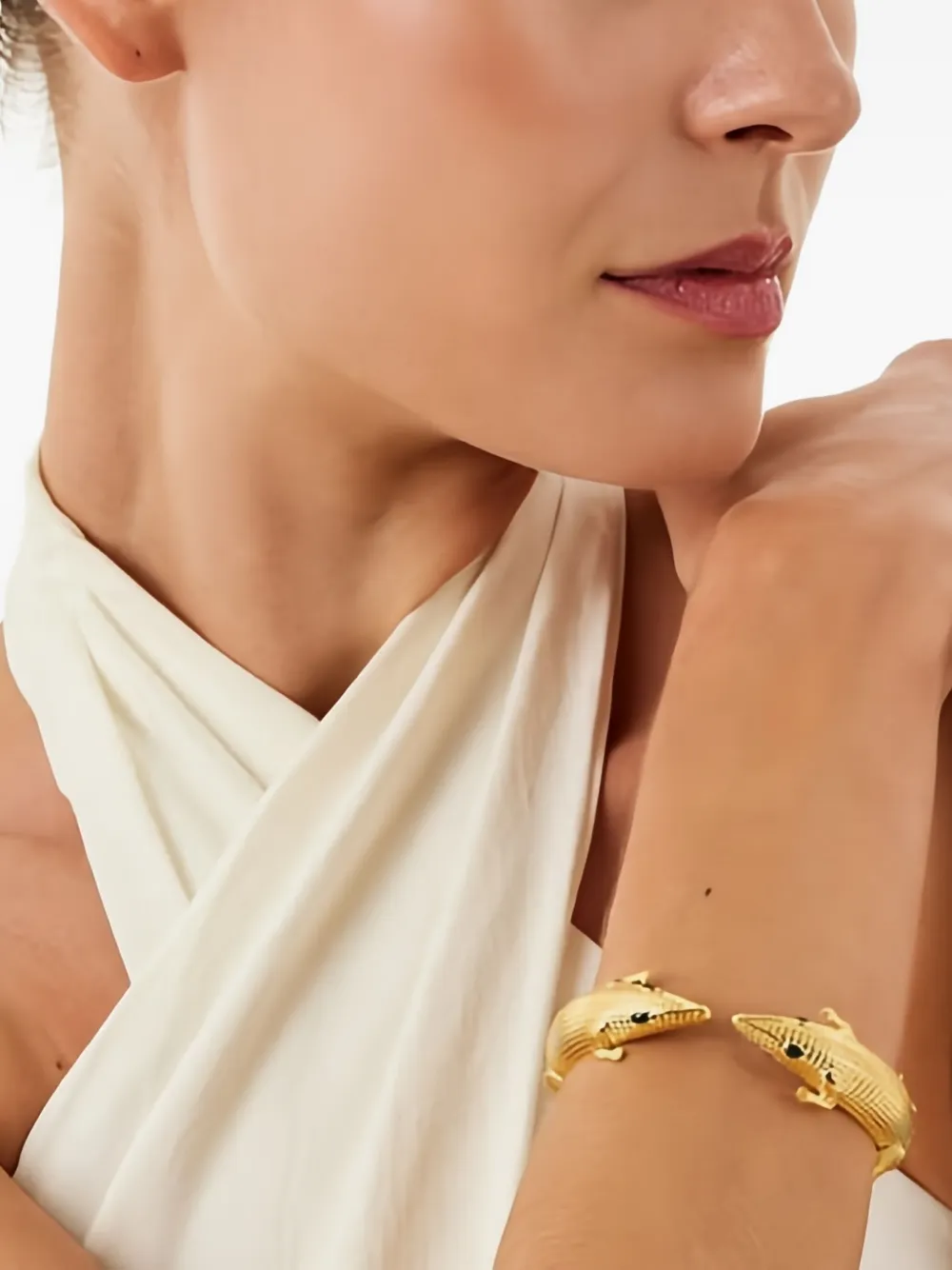 Begüm Khan 24kt gold-plated Crocodile emerald bracelet - Goud