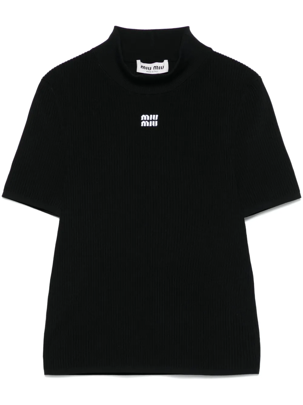 Miu Miu Geripptes T-Shirt - Schwarz
