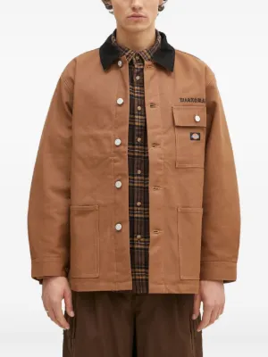 WACKO MARIA corduroy-collar zip-up Jacket | Brown | FARFETCH JO