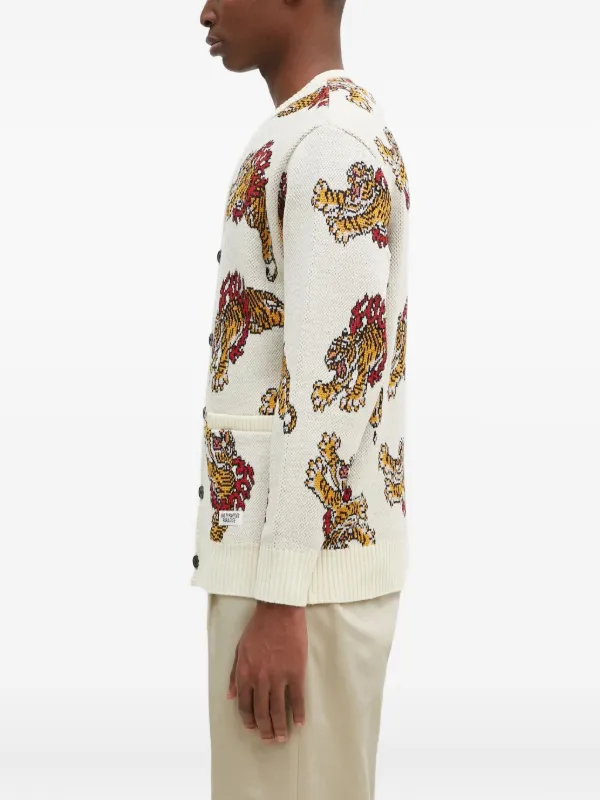 WACKO MARIA x Tim Lehi tiger-patterned Cardigan | Neutrals | FARFETCH