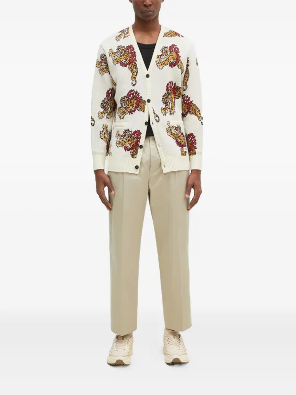 WACKO MARIA x Tim Lehi tiger-patterned Cardigan | Neutrals