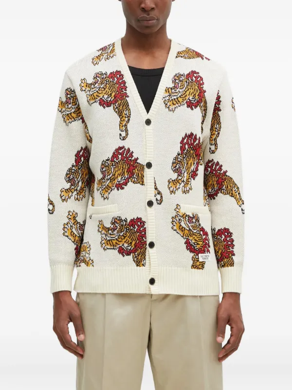 WACKO MARIA x Tim Lehi tiger-patterned Cardigan | Neutrals | FARFETCH