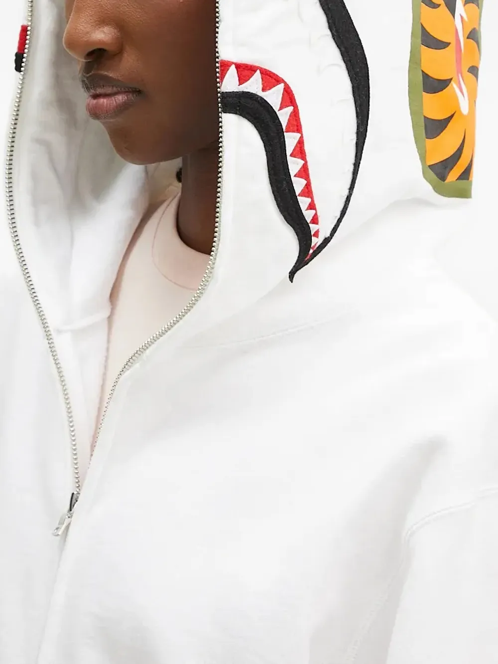 A BATHING APE Shark hoodie met rits Wit