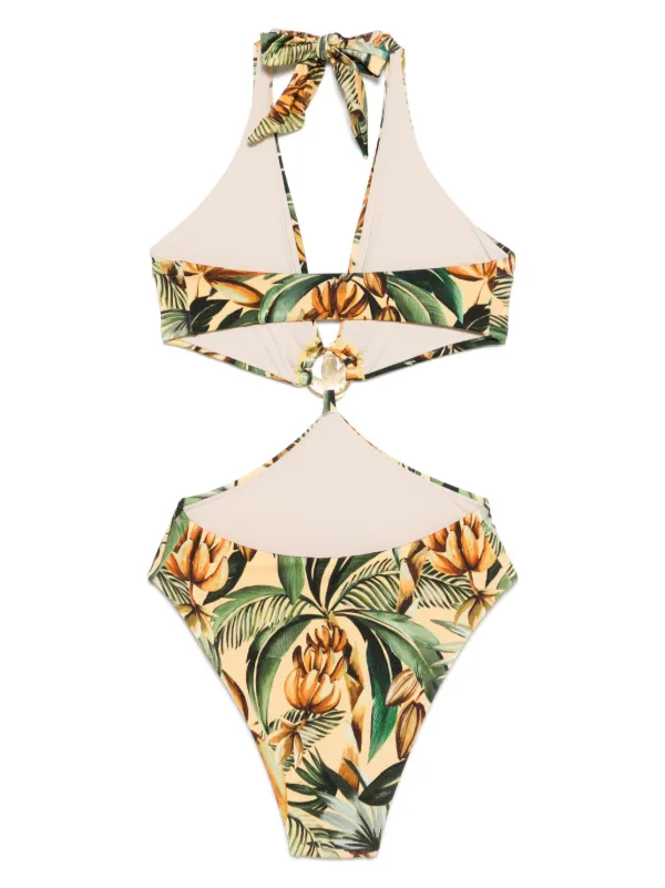 swim wear botanical flower yellow