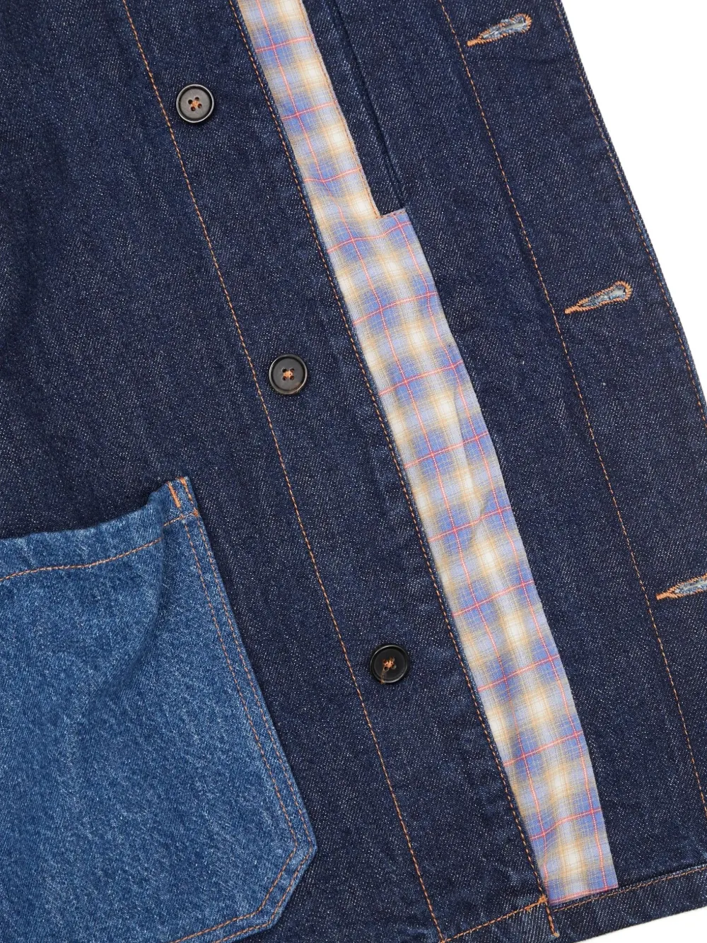 A.P.C. Denim jack met contrasterende zak Blauw