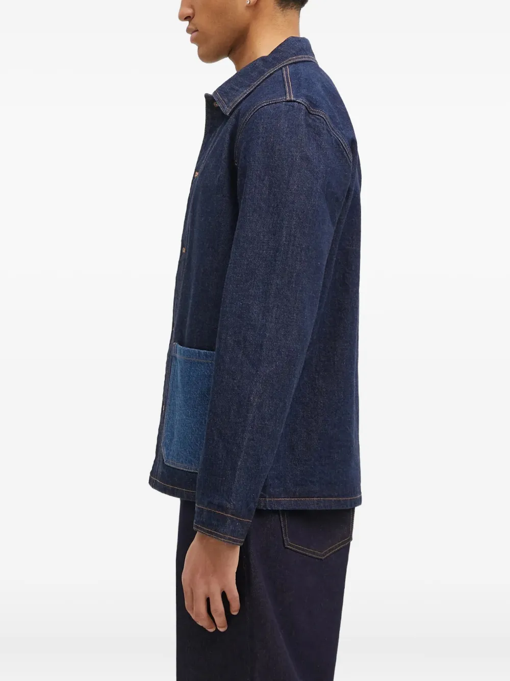 A.P.C. Denim jack met contrasterende zak Blauw