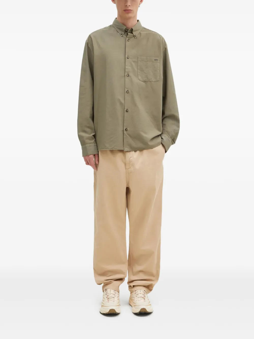 A.P.C. Mateo overhemd met geborduurd logo Groen