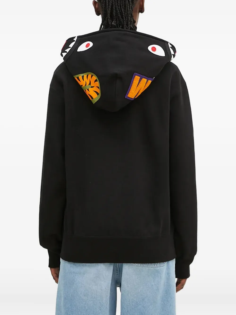 A BATHING APE Shark hoodie met rits Zwart