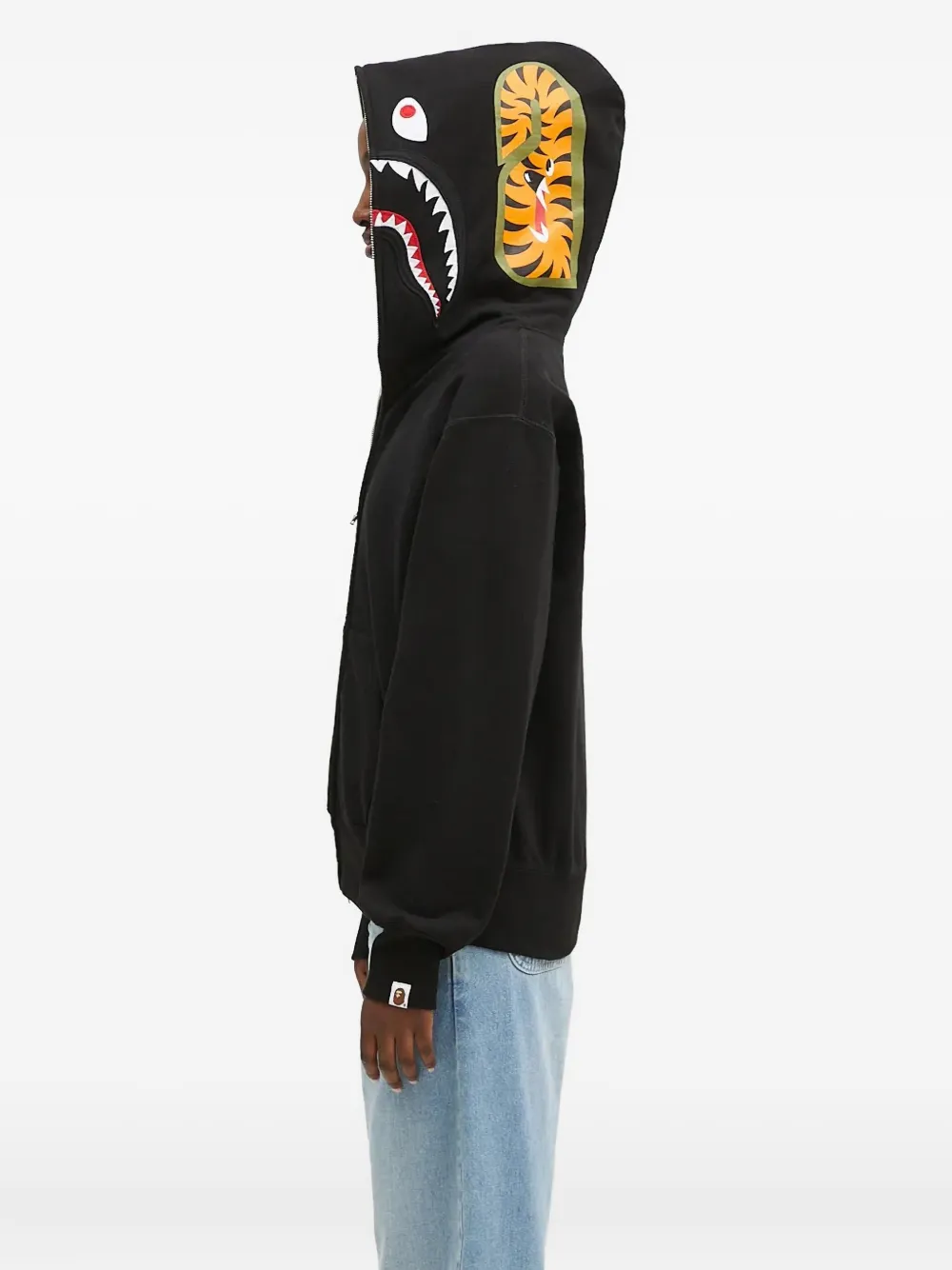 A BATHING APE Shark hoodie met rits Zwart