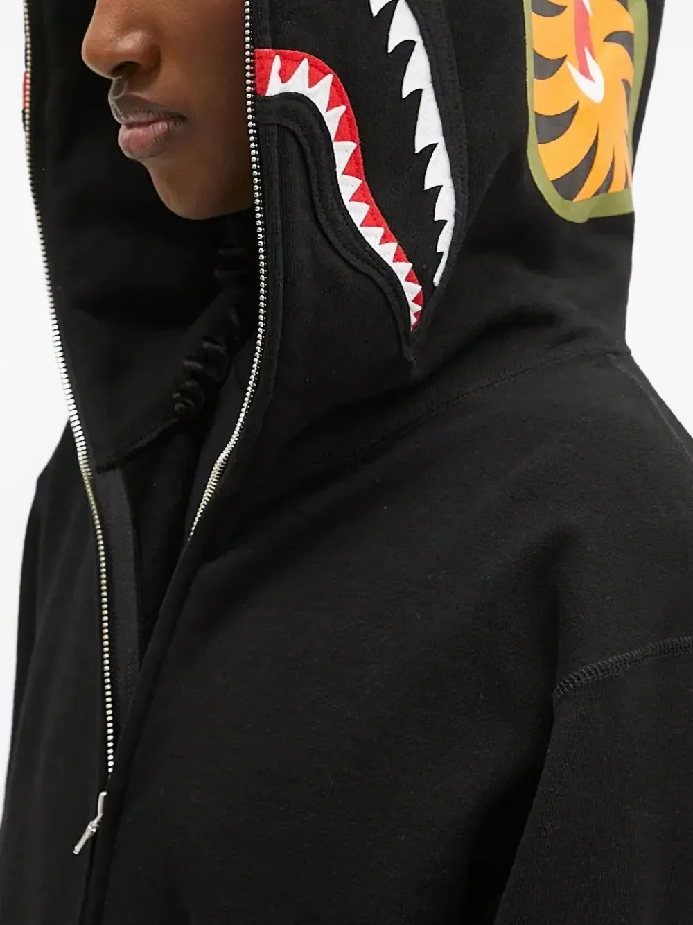 A BATHING APE Shark hoodie met rits Zwart