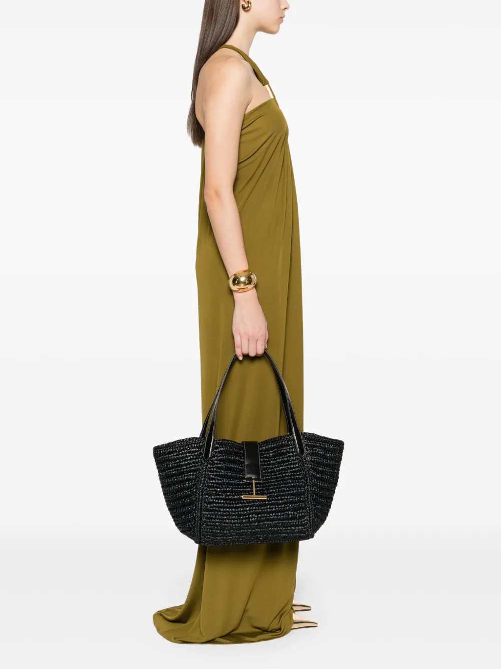 TOM FORD Raffia schoudertas - Zwart