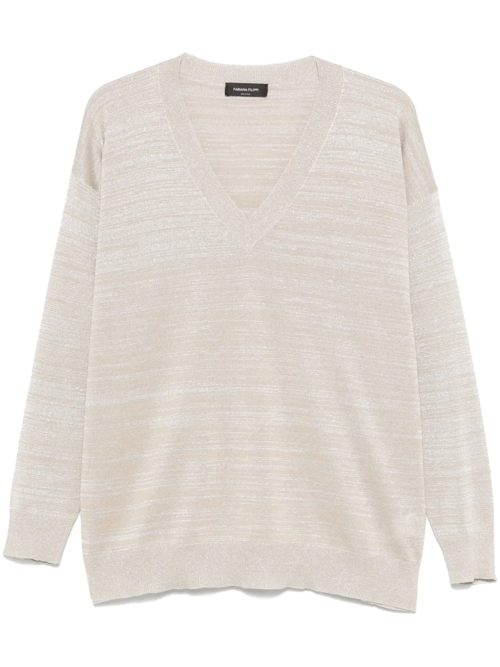 metallic-threading sweater