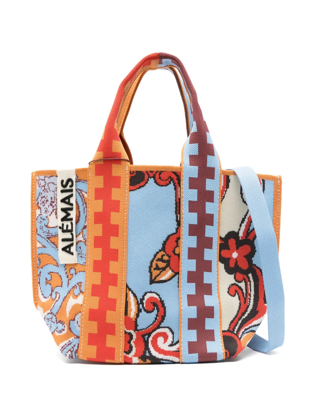 spliced-jacquard tote bag