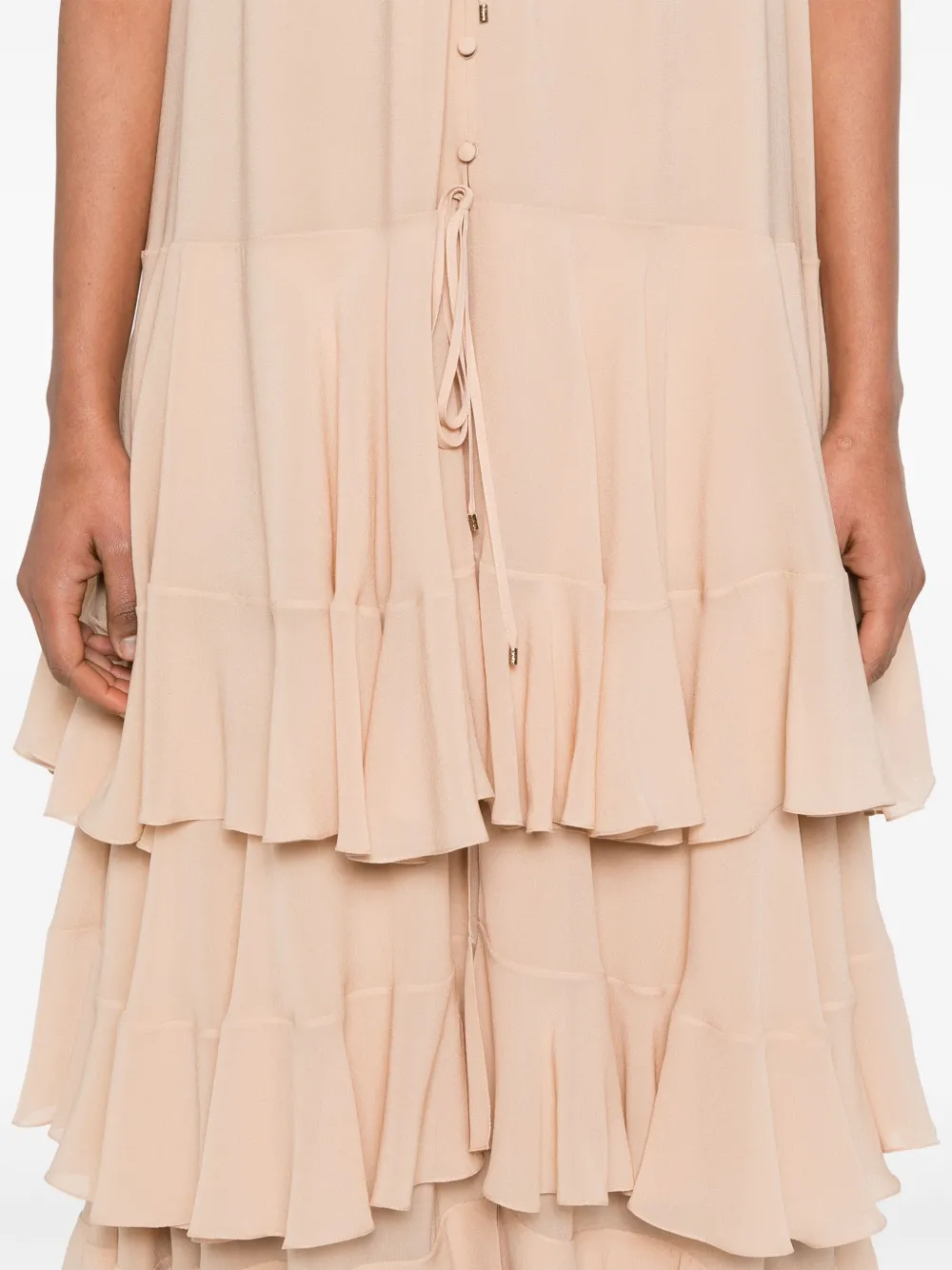 Chloé Gelaagde zijden maxi-jurk Beige