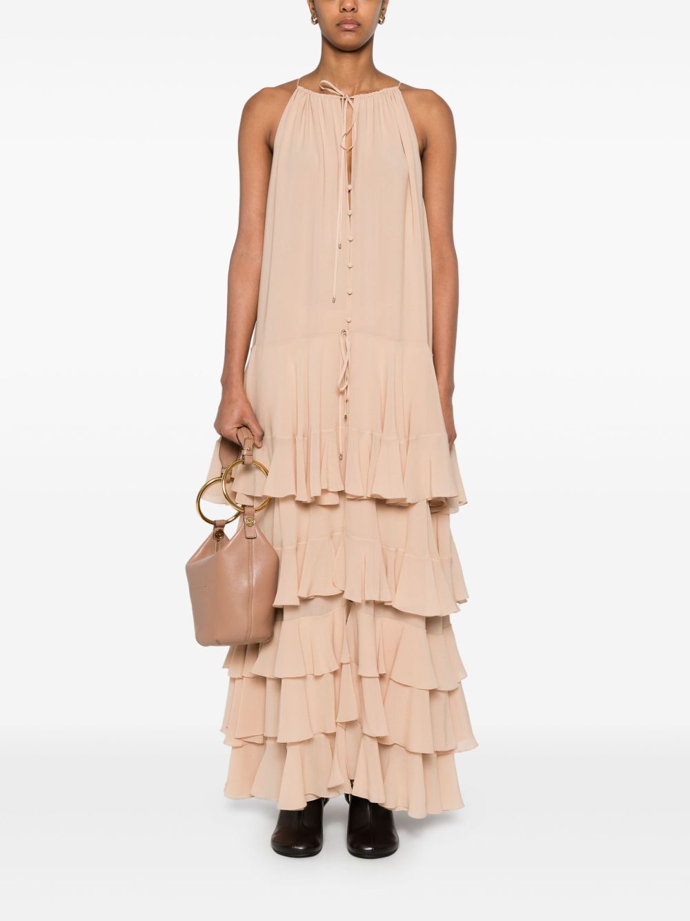 Chloé Gelaagde zijden maxi-jurk - Beige