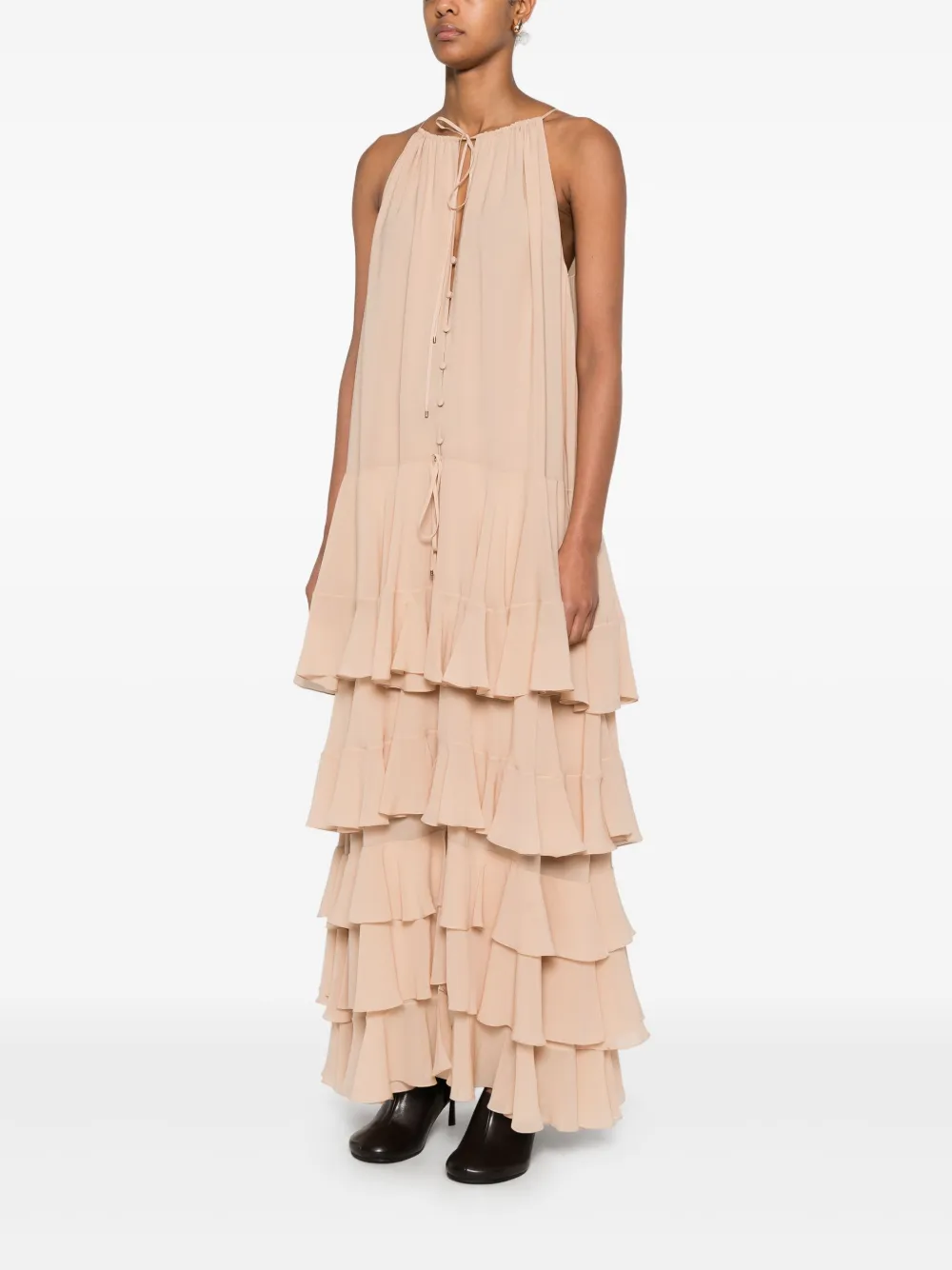 Chloé Gelaagde zijden maxi-jurk Beige