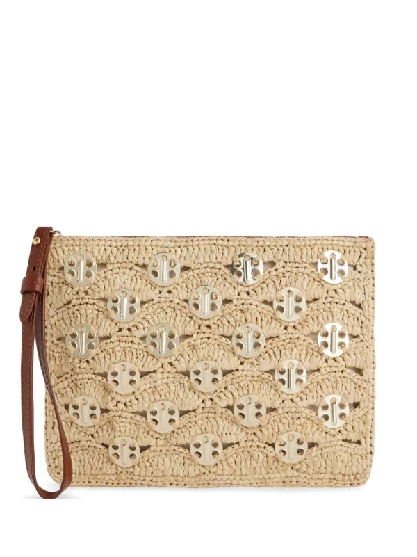 Rabanne Pouch in Raffia in Neutrals