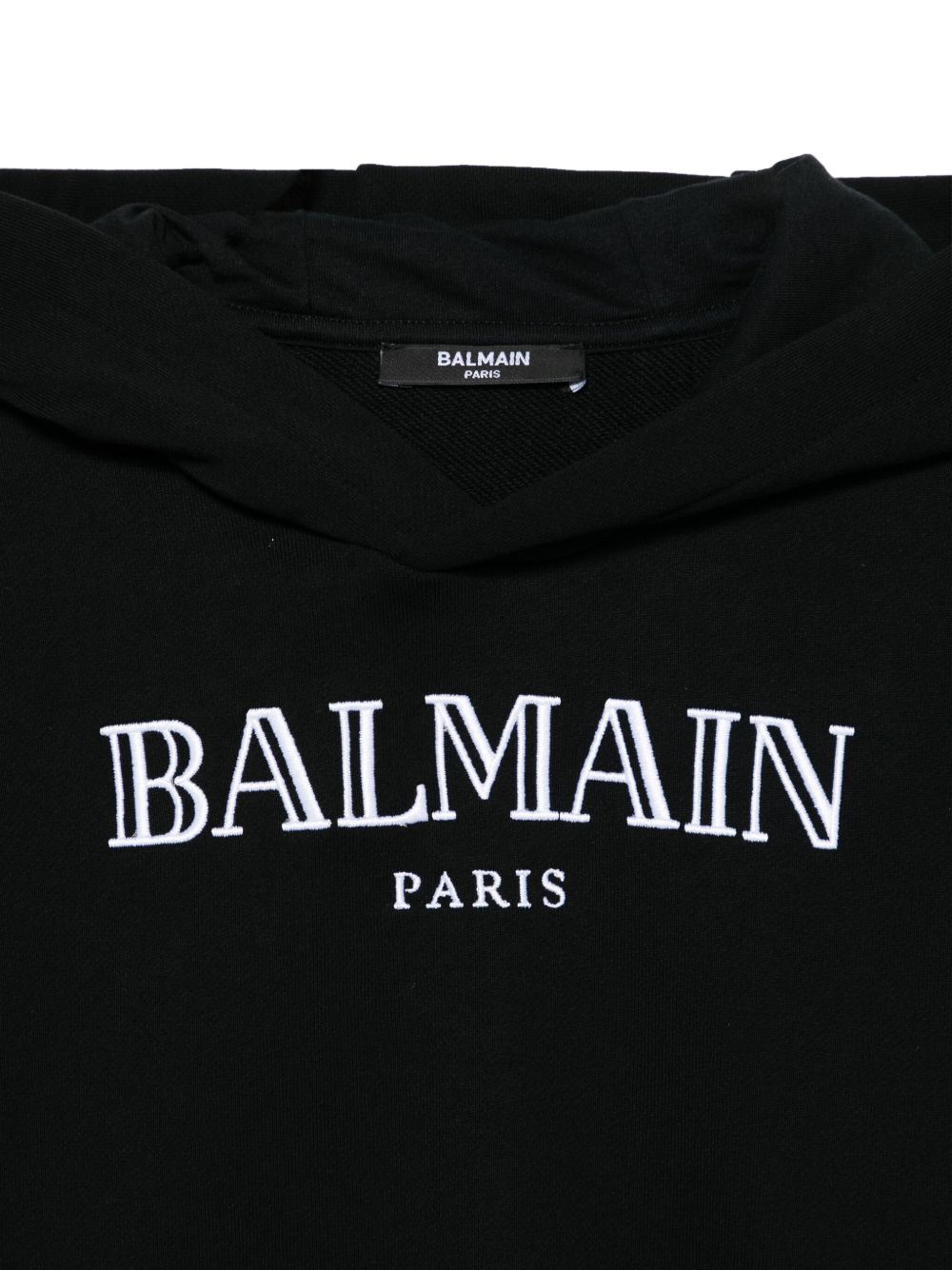 BALMAIN LOGO-EMBROIDERED HOODIE