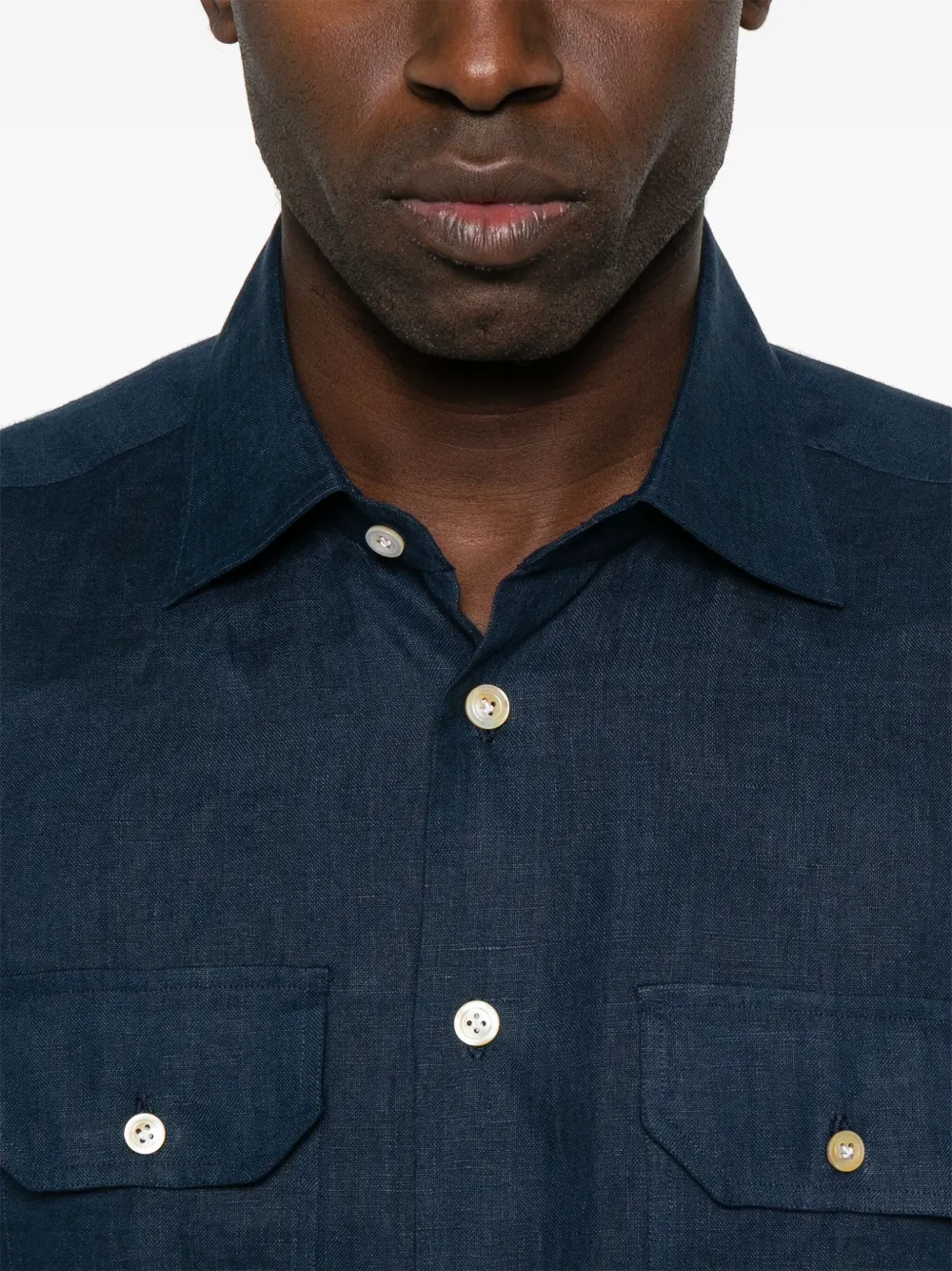 Shop Kiton Linen Shirt In Blue