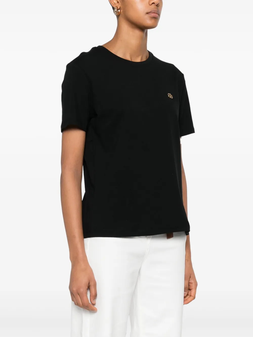 TWINSET Oval T-shirt met T-plakkaat Zwart