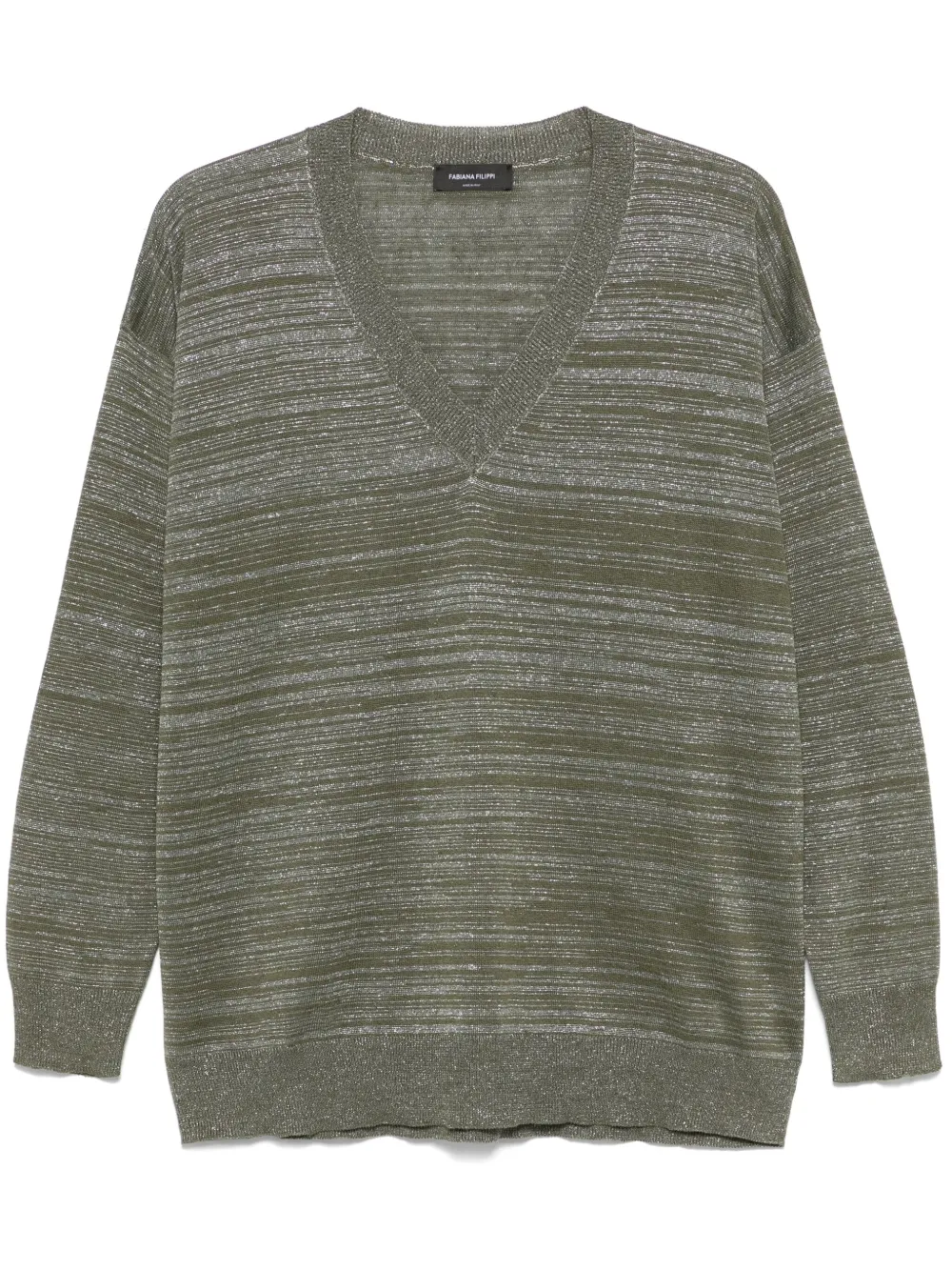 metallic-threading sweater