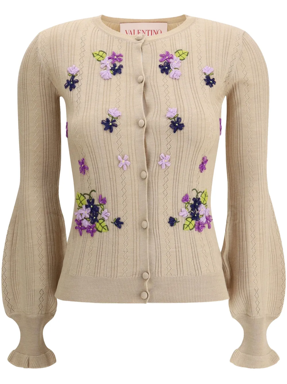 Valentino Garavani Vest met geborduurde bloemen Beige