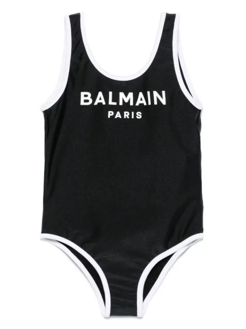 Balmain Kids 로고 프린트 원피스 수영복