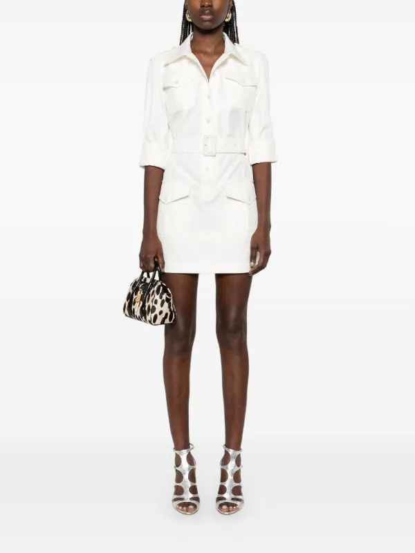 belted shirt mini dress Petal Print Belted Shirt Mini Dress