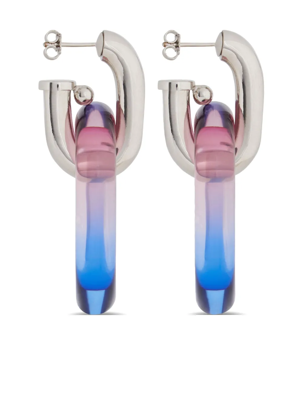 Rabanne Xl Link Oversized Tie-dye Earrings In Silver