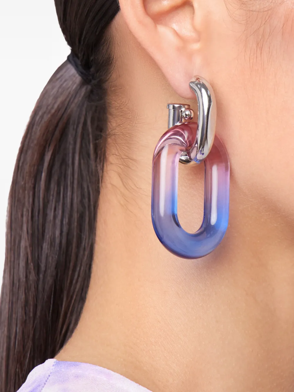 Rabanne Xl Link Oversized Tie-dye Earrings In Silver