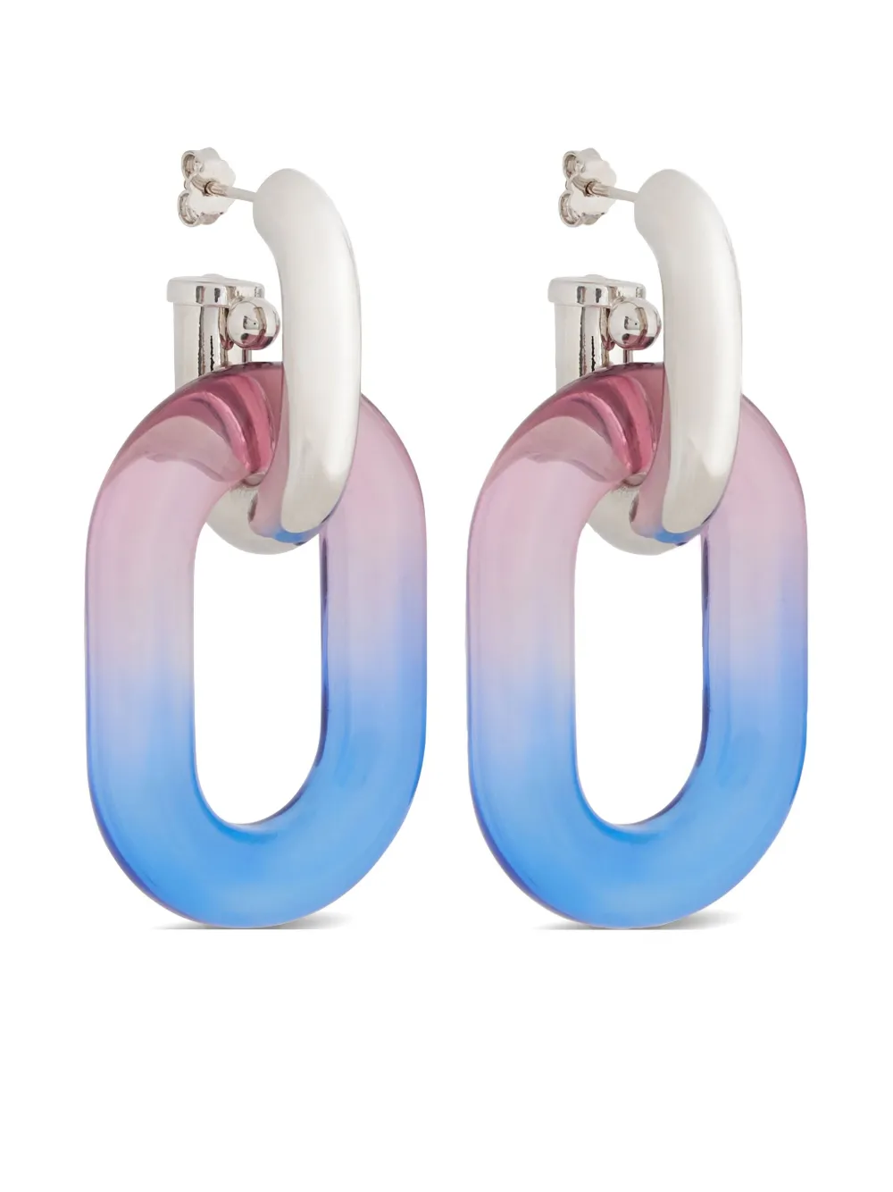 Rabanne Xl Link Oversized Tie-dye Earrings In Silver