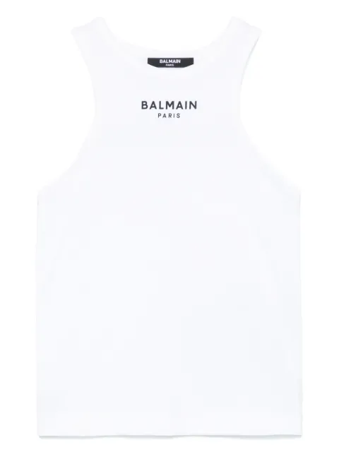 Balmain Kids logo-appliqué tank top
