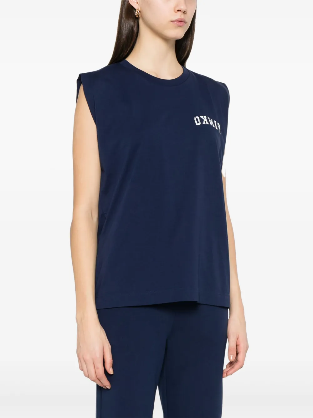 Shop Pinko Logo-print Tank Top In Blue