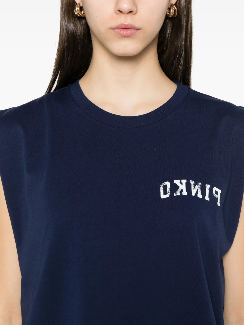 Shop Pinko Logo-print Tank Top In Blue