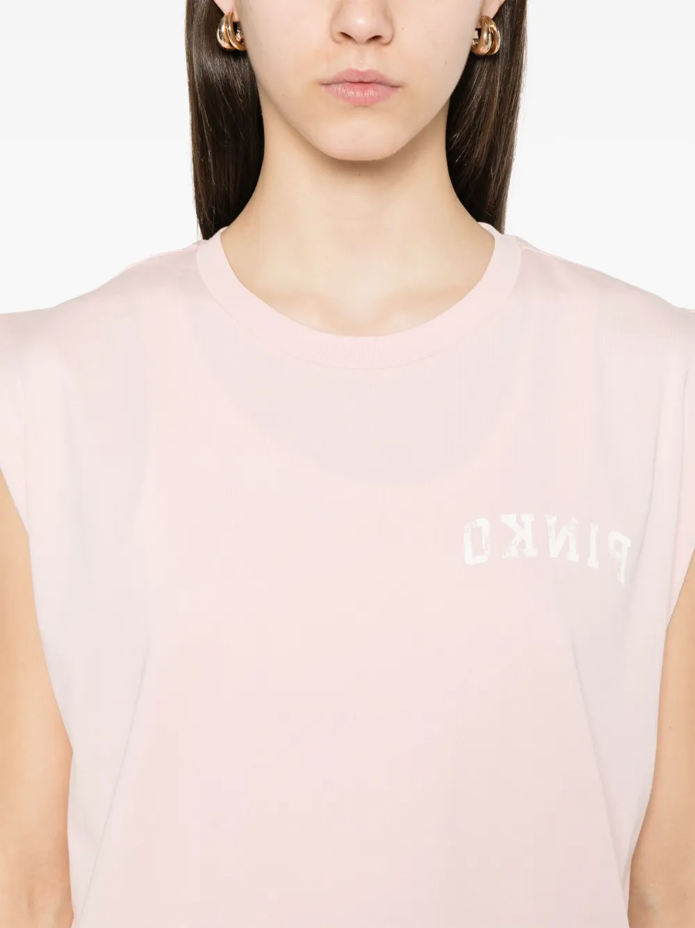 Shop Pinko Logo-print Tank Top In Pink