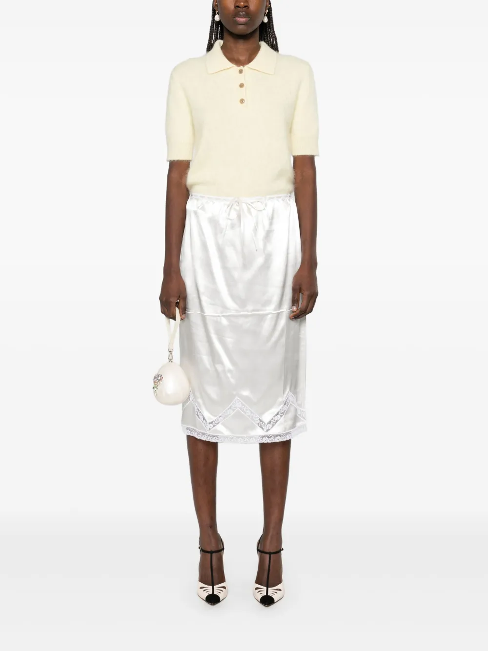 Prada Satijnen midi-rok - Wit