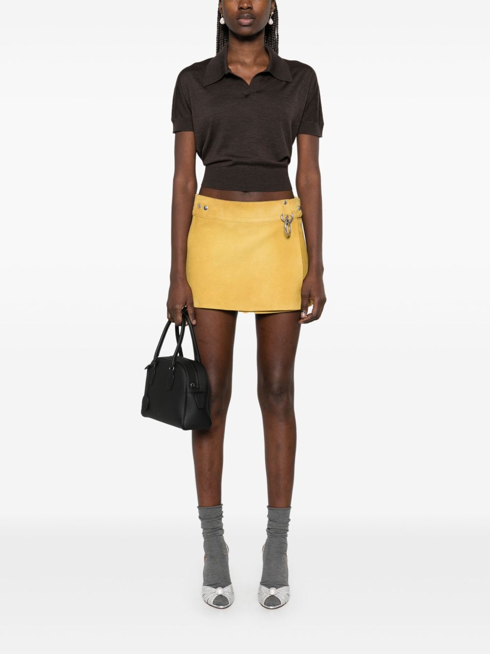 Prada Leren mini-rok - Geel