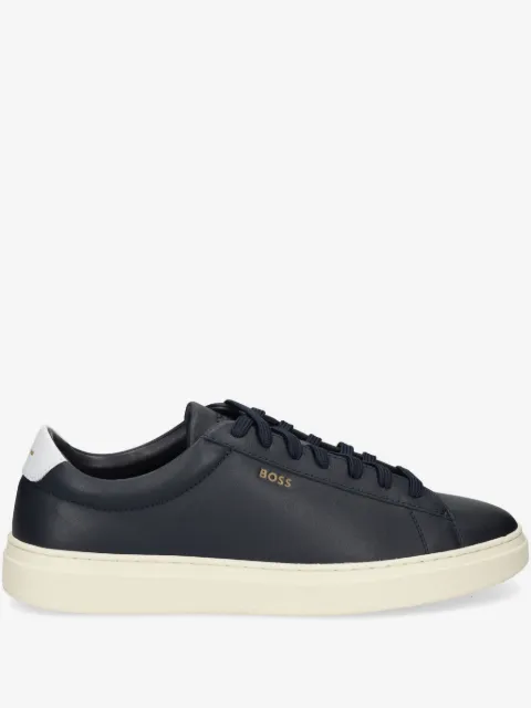 BOSS lace-up trainers in polished leather with logo details