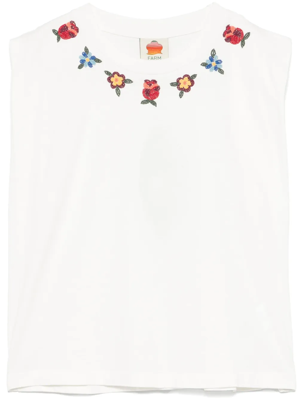 floral-beaded T-shirt