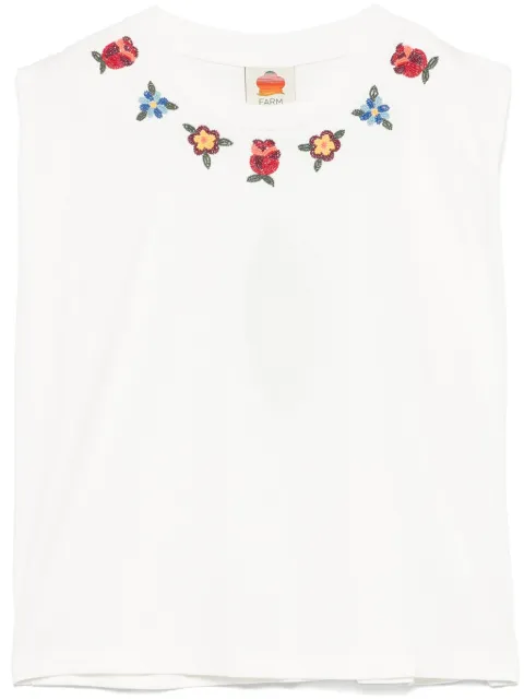 FARM Rio floral-beaded T-shirt