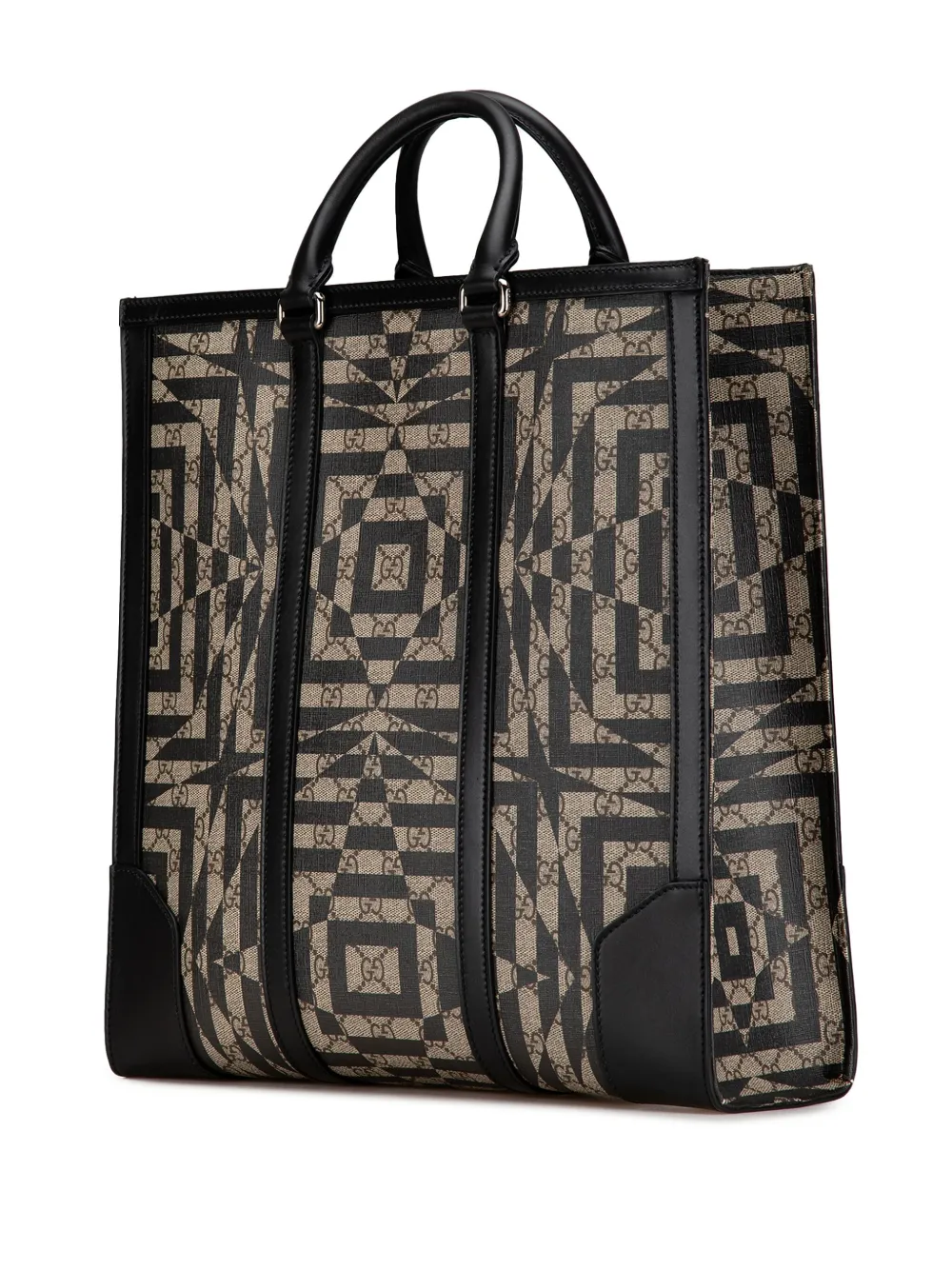 Pre-owned Gucci 2000-2015 Gg Supreme Caleido Vertical Tote Satchel In Brown