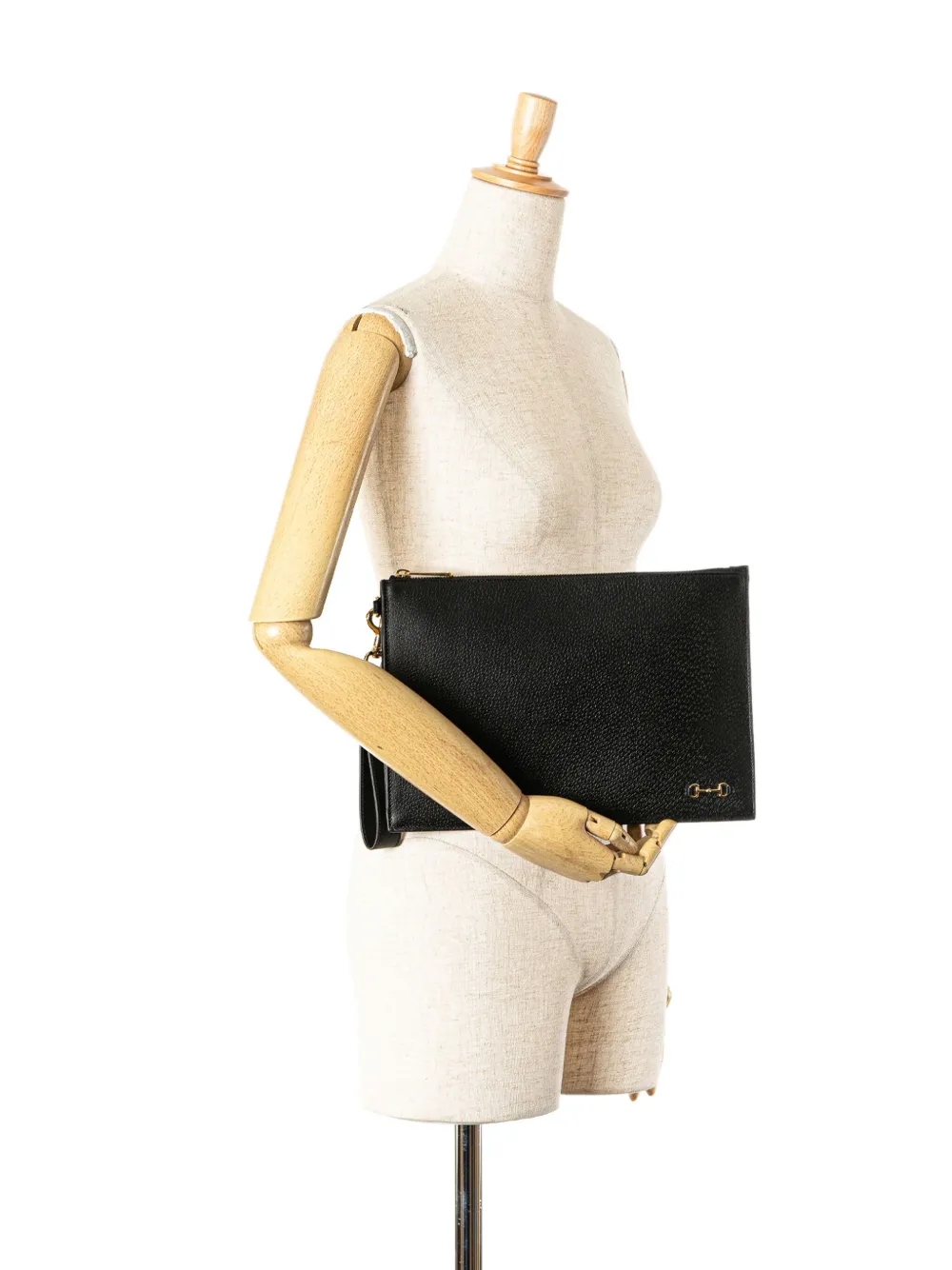 Gucci Pre-Owned 2016-2024 leren Horsebit 1955 clutch met rits - Zwart