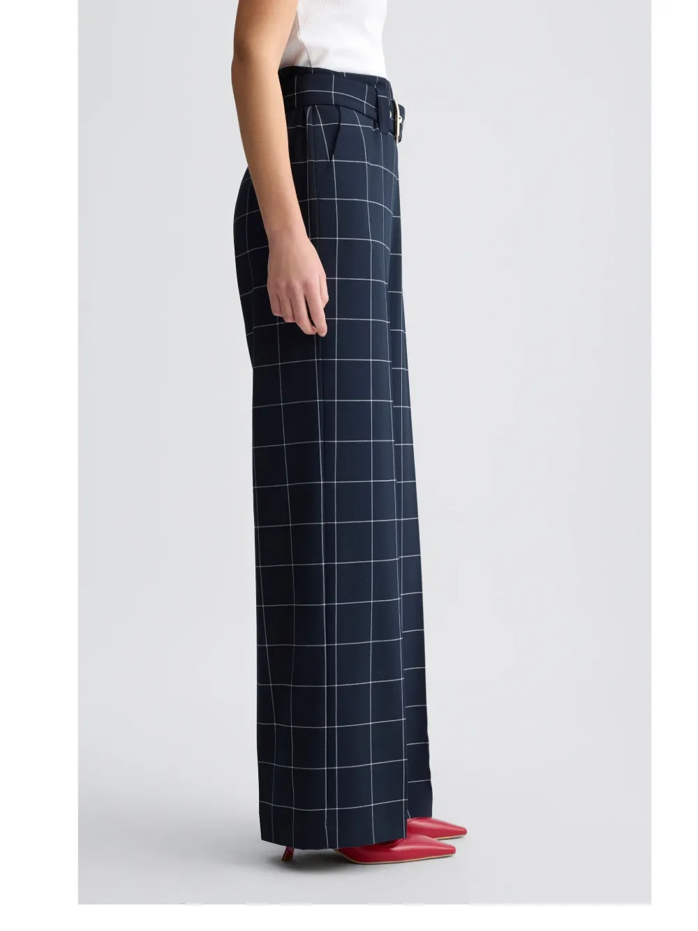 Shop Liu •jo Tailored Check Trousers In Blue