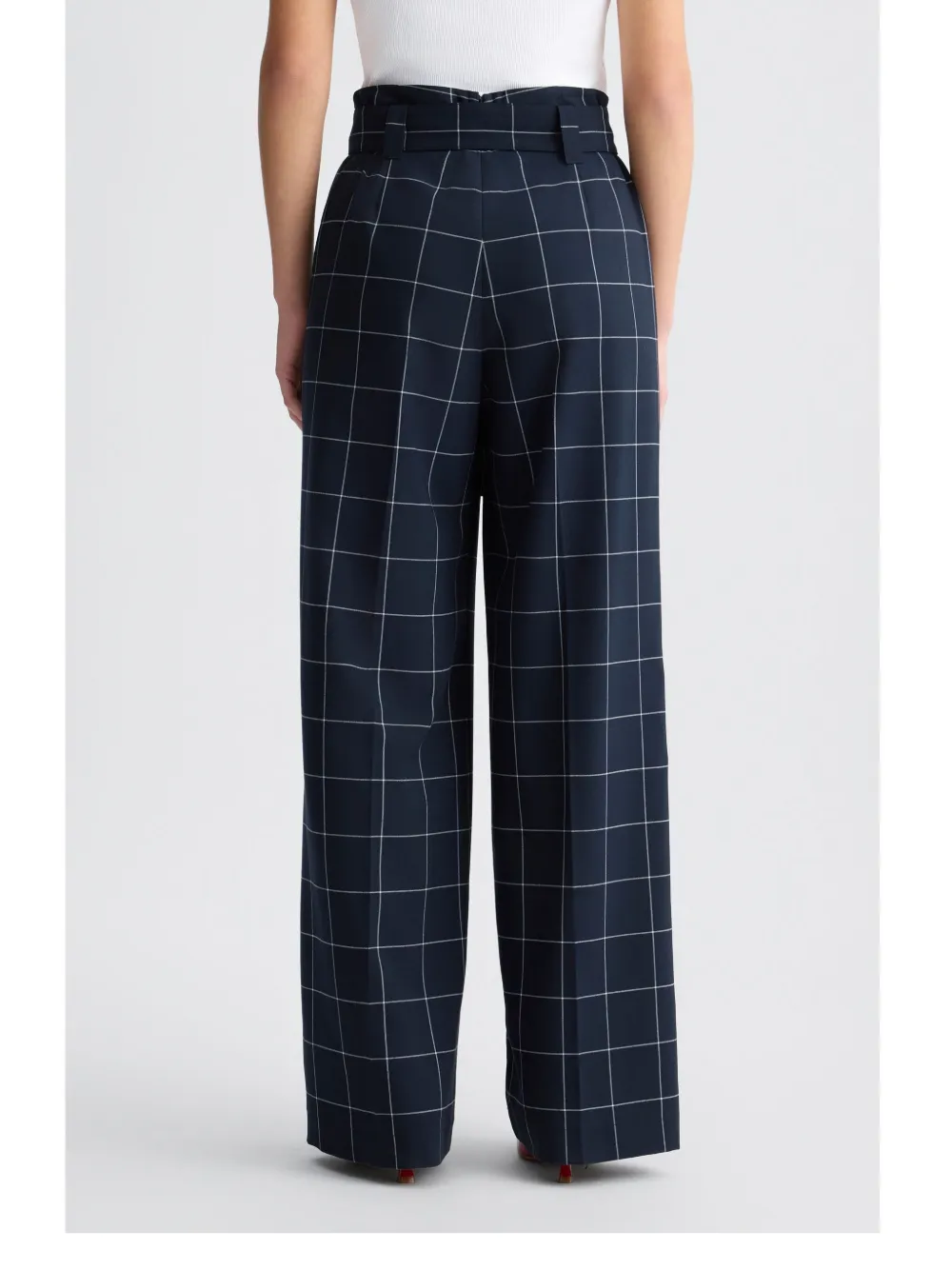 Shop Liu •jo Tailored Check Trousers In Blue