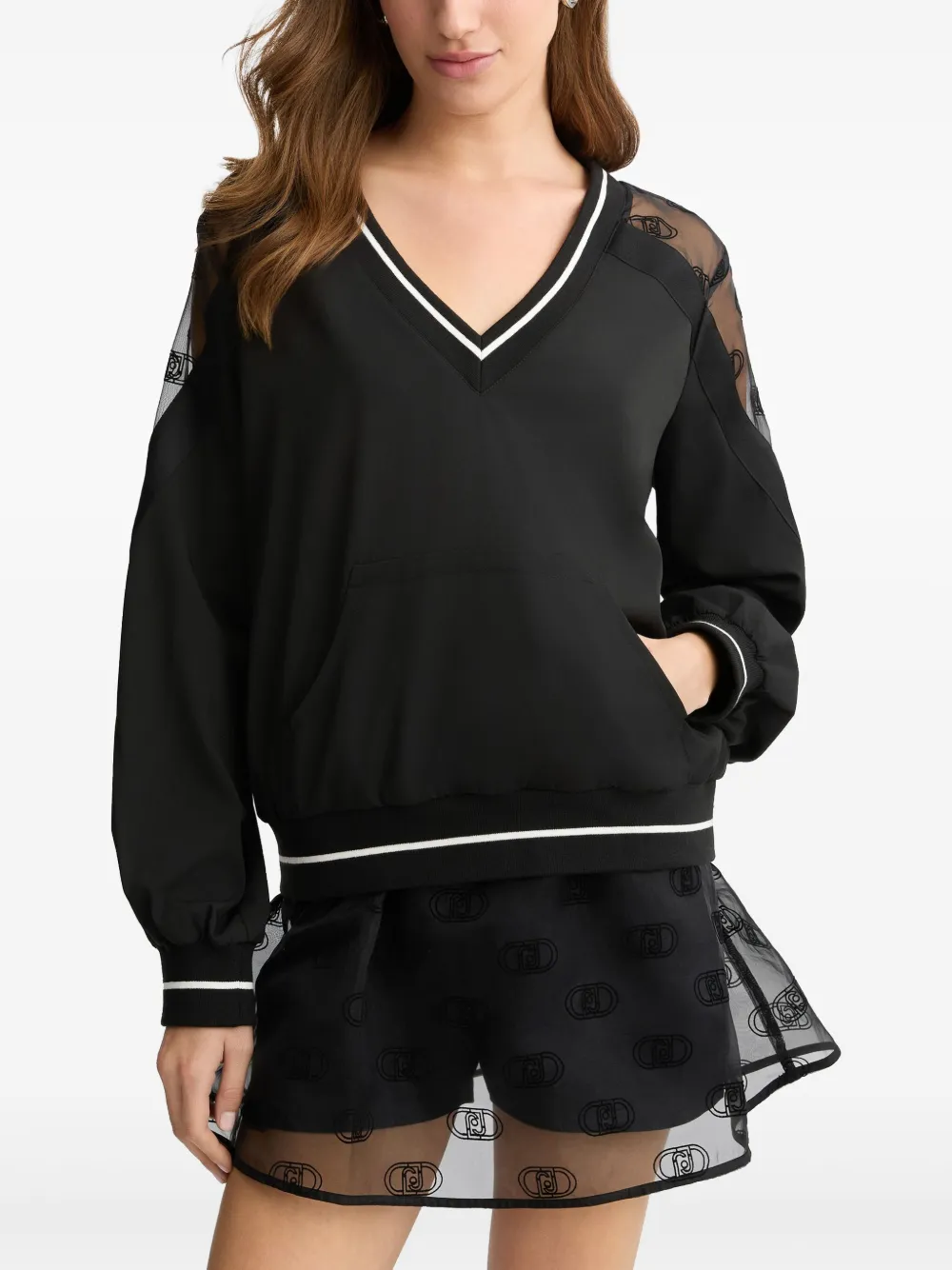 LIU JO V-neck sweatshirt - Zwart