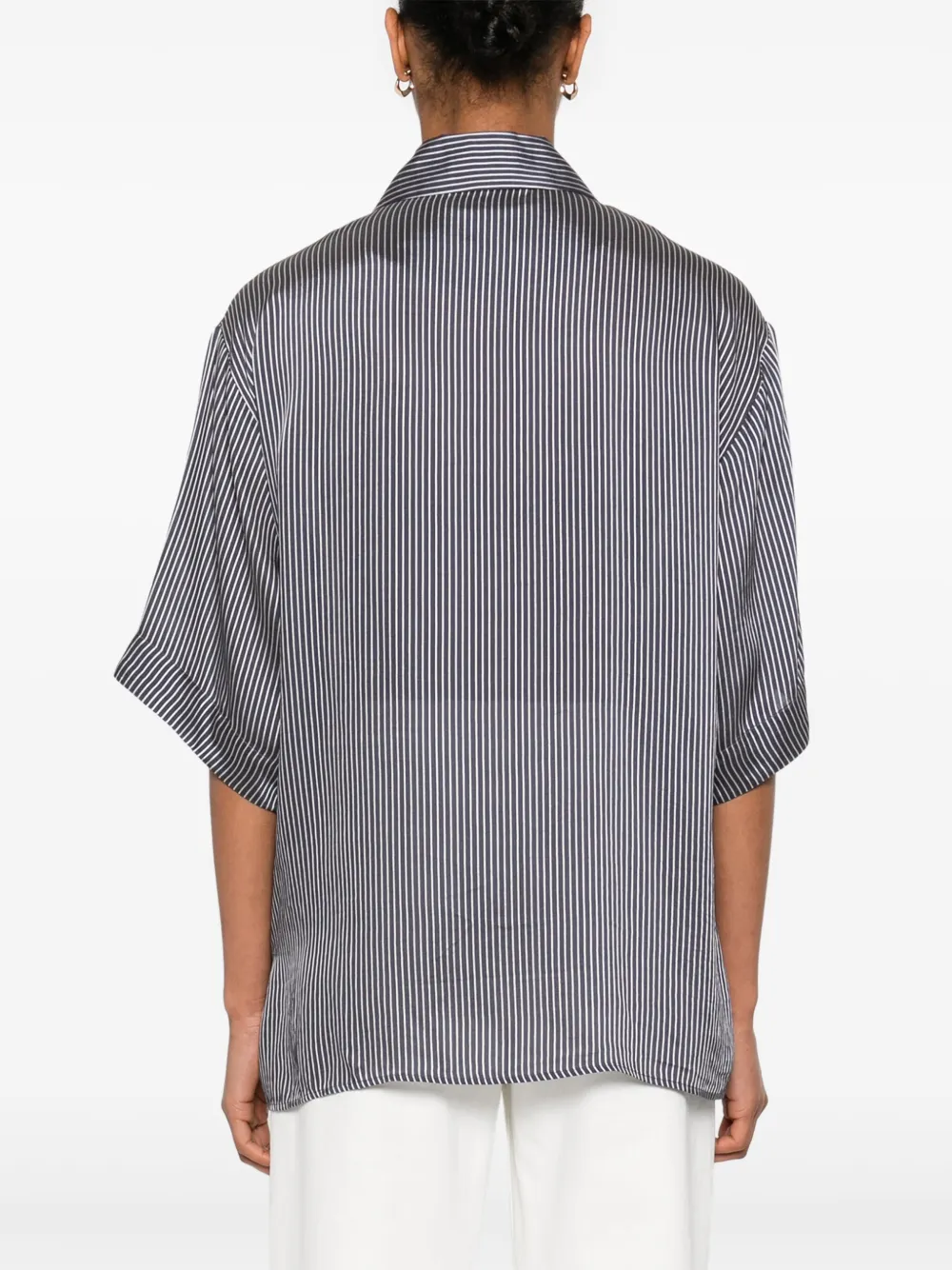 Shop Khaite Striped Shirt In Blue