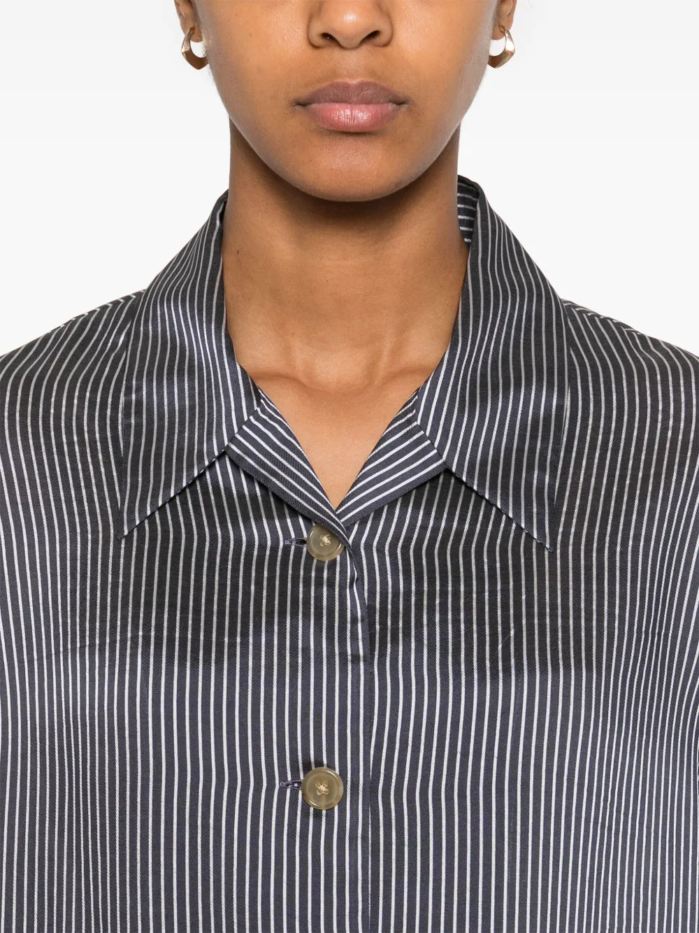 Shop Khaite Striped Shirt In Blue