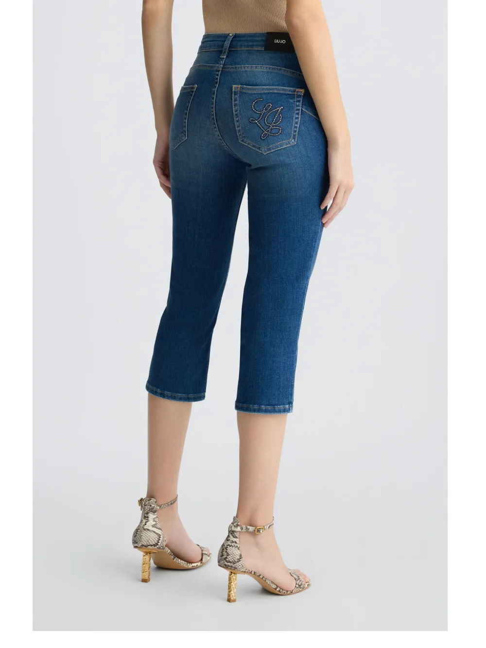 Liu •jo Bottom Up Capri Jeans In Blue