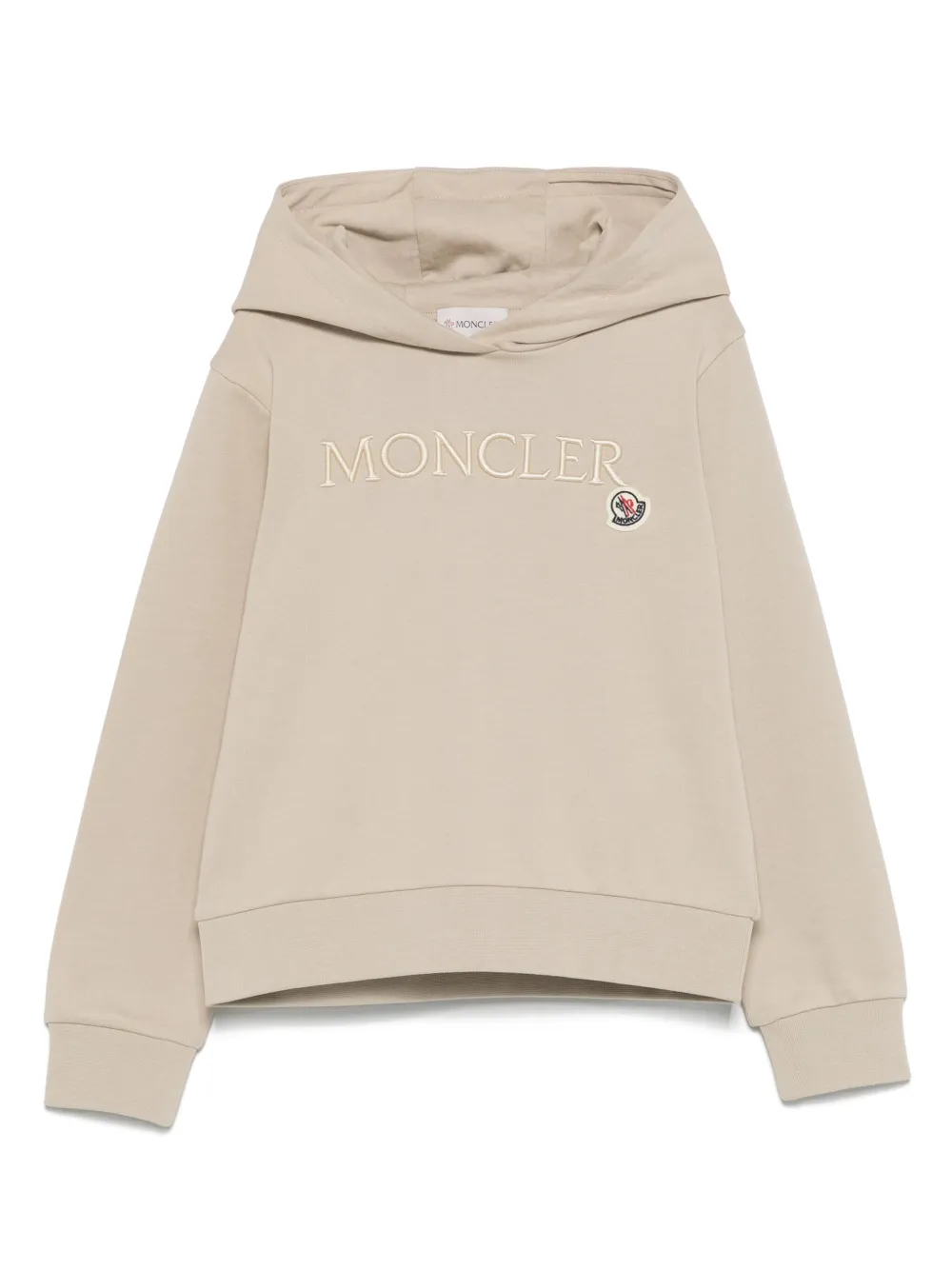 Moncler Enfant Hoodie met geborduurd logo Beige